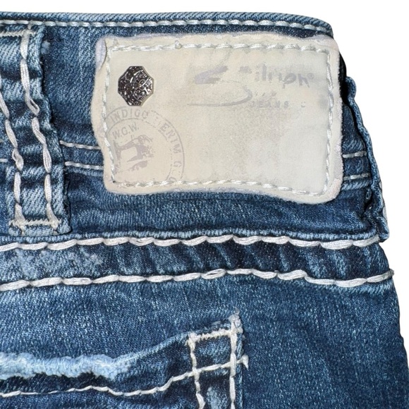 Silver SUKI Women’s 32X30 Dark Wash Fading Rivets Sequins Mid-Rise Bootcut - Picture 7 of 9